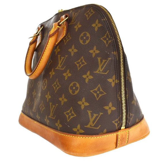 LOUIS VUITTON LV Logo Alma Hand Bag Monogram Leather Brown France - Picture 2 of 14